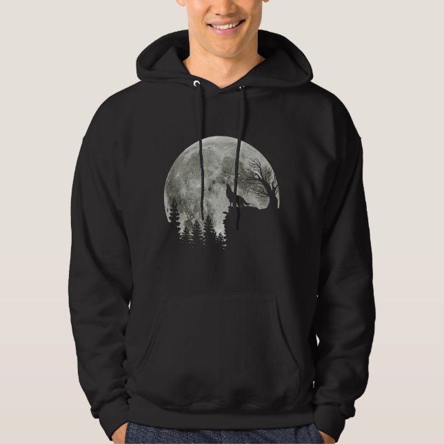 Veste À Capuche wolf howl on mountain halloween moon (Devant)