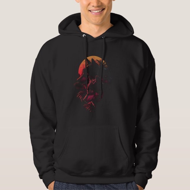 Veste À Capuche Wolf Pack Wolves Sunset Nature Wildlife Howling Pr (Devant)