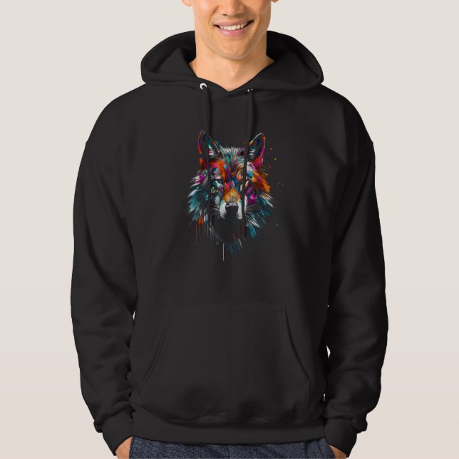 Veste À Capuche Wolf Polygon oeuvre d'art Animal Motif Wolf (Devant)