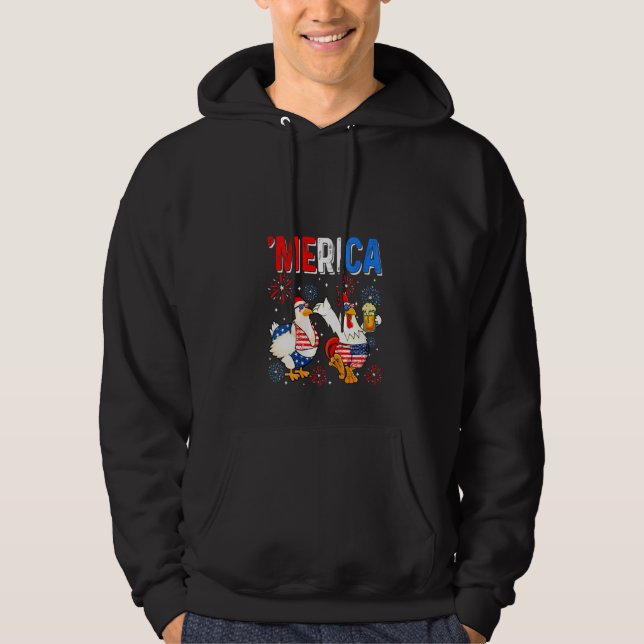 Veste À Capuche Womens Funny Chicken 4th Of July Beer Drinking Ame (Devant)
