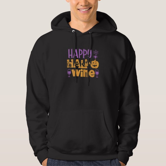 Veste À Capuche Womens Happy Hallo Wine  Halloween Cute Drinking G (Devant)