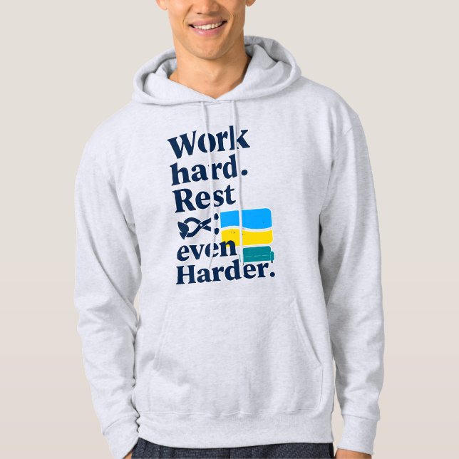 Veste À Capuche Work Hard Rest Even Harder Beach Lifestyle Design (Devant)