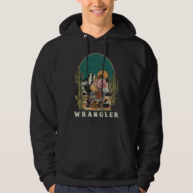 Veste À Capuche Wrangler Crânes de Taureau Fleurs Cactus Sarcastiq (Devant)