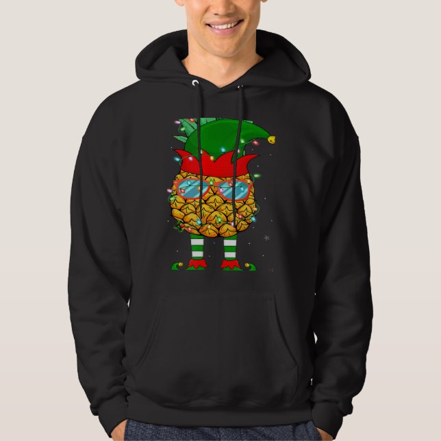 Veste À Capuche Xmas Lighting Mele Kalikimaka Pineapple Elf Christ (Devant)