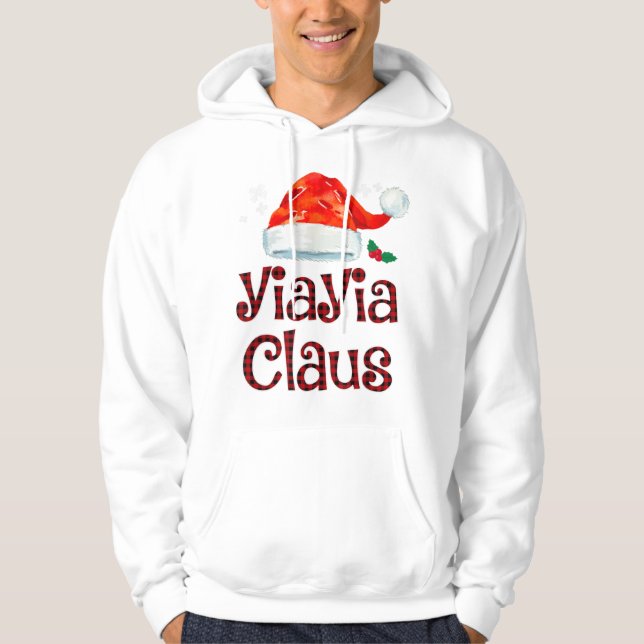 Veste À Capuche Yiayia Claus Tee Christmas Pajama Fam (Devant)