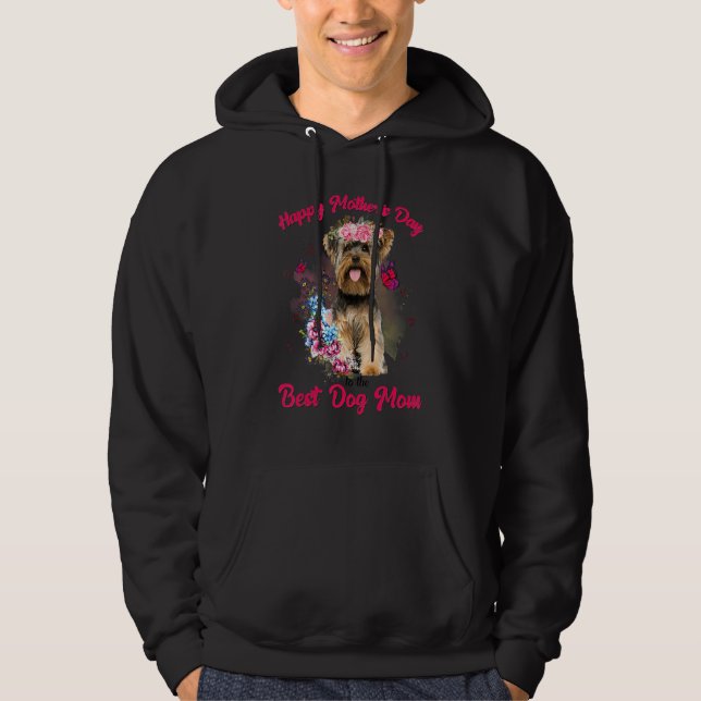 Veste À Capuche Yorkshire Terrier Fleur Joyeuse Fête des Mères À L (Devant)