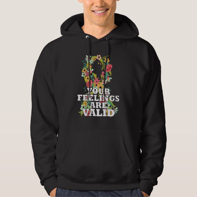 Veste À Capuche Your Feelings Are Valid Flower Ribbon Cute Mental  (Devant)