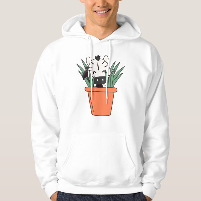 Veste À Capuche Zèbre En Plante Fleur Pot Fleur Zèbres mignonnes (Devant)