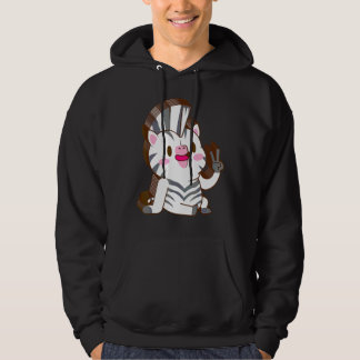 Veste À Capuche Zèbre Multicouche Paix Relaxé Mignon Esthétique