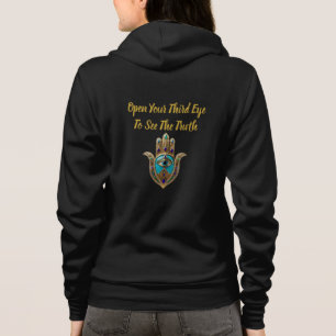 Veste À Capuche Zip Turquoise Troisième Oeil Hamsa