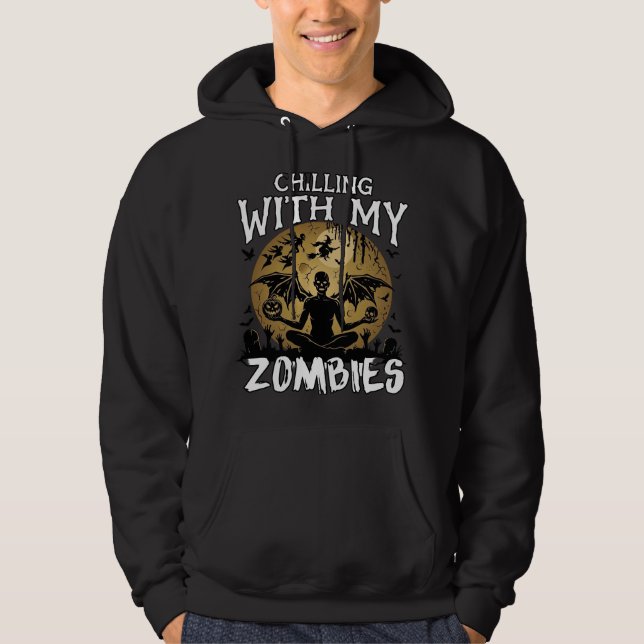 Veste À Capuche Zombies glaçants Halloween Démon ailé Lune Tombe (Devant)