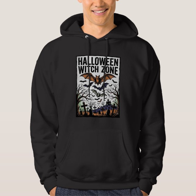 Veste À Capuche Zone de sorcière d'Halloween Dessin de chauves-sou (Devant)