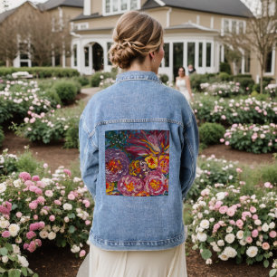 Veste de jean en denim Fleurs florales