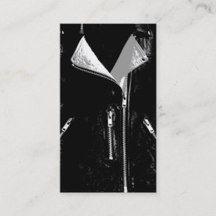 Veste en cuir blanc carte de visite noir