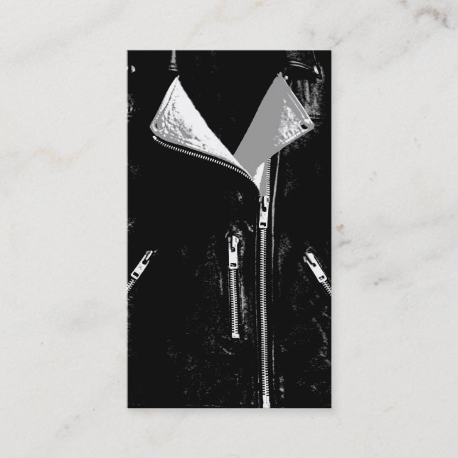 Veste en cuir blanc carte de visite noir (Devant)