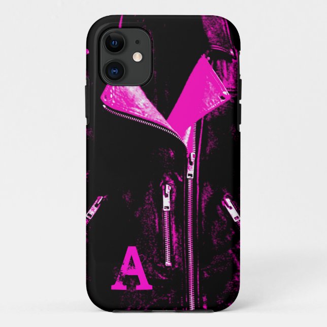 Veste en cuir rose monogramme iPhone 5 coque (Dos)
