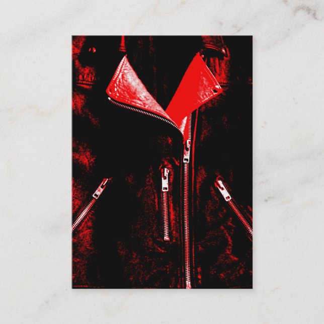 Veste en cuir Rouge carte de visite noir chubby (Devant)