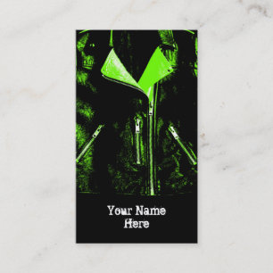 Veste en cuir Vert carte de visite noir portrait
