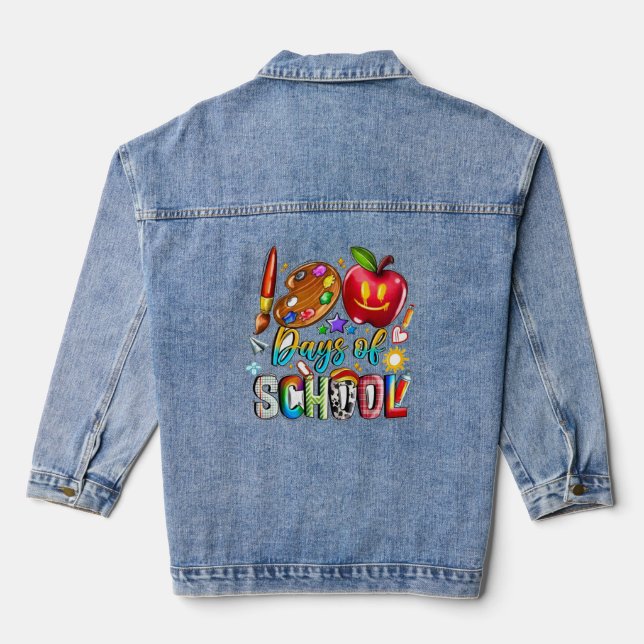 Veste En Jean 100 Jours D'Enseignant À L'École Et Enfants Cadeau (Verso)
