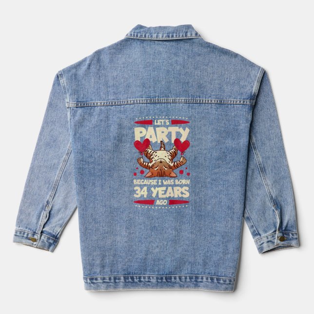 Veste En Jean 34e anniversaire Faisons la fête parce que je suis (Verso)