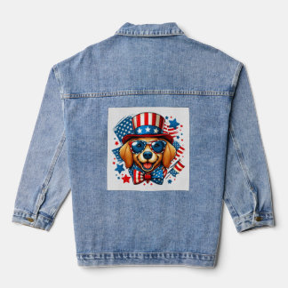 Veste En Jean 4 juillet USA chien patriotique Jour de l'Indépend