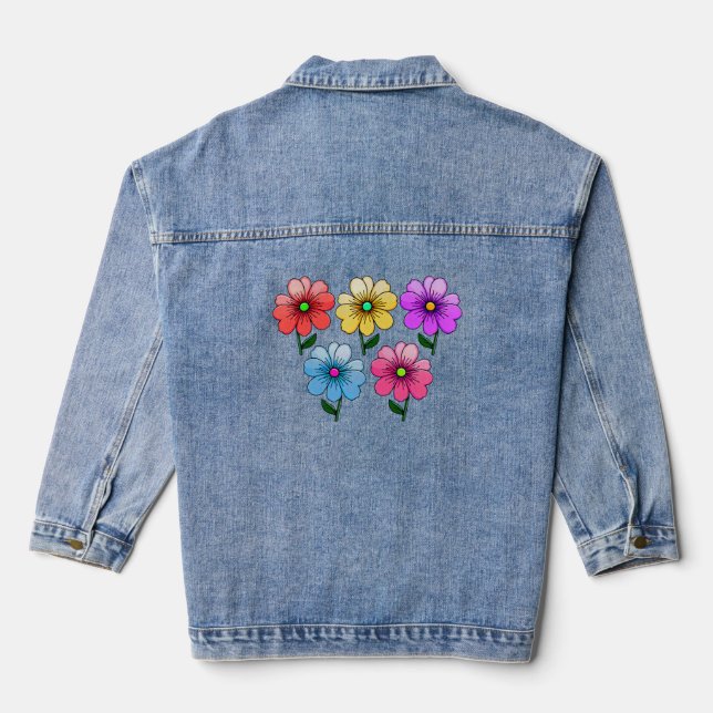 Veste En Jean 5 Fleurs de couleur (Verso)