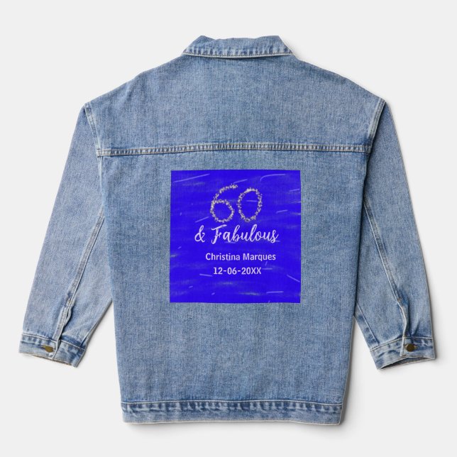 Veste En Jean 60 & fabuleux anniversaire bleu argent ajouter nom (Verso)