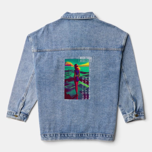 Veste En Jean 90's Retro Synthwave Japonais Vaporwave Otaku Aest (Verso)