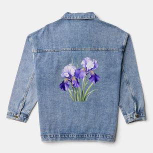 Veste en jean à l'iris aquarelle
