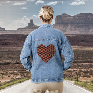 Veste en jean à motif ornemental de fleurs de ceri