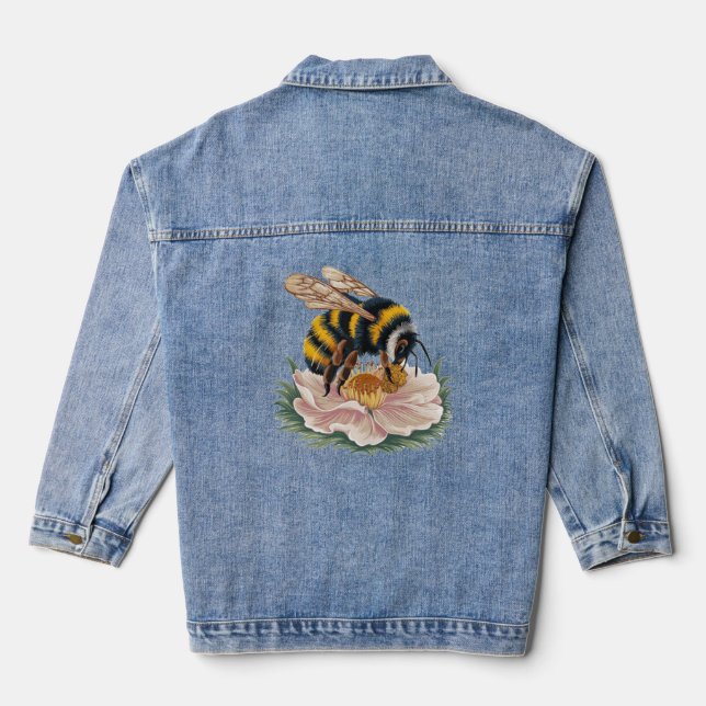 Veste En Jean Abeille et fleurs (Verso)