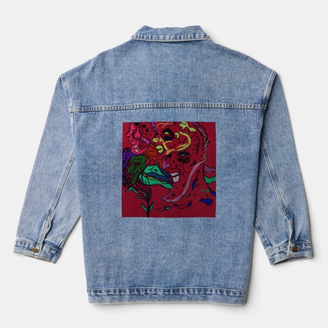 Veste En Jean Abstract Moon Galaxy Art  (Verso)