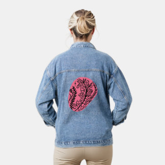 Veste En Jean Abstrait Boho Tache De Peinture Avec Fleurs Sauvag