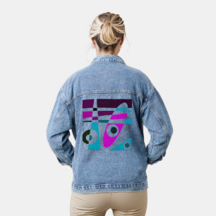 Veste En Jean Abstrait Surf Cyan Magenta
