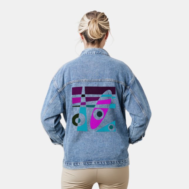 Veste En Jean Abstrait Surf Cyan Magenta (Modèle)