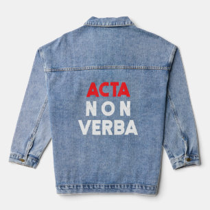 Veste En Jean Acta Non Verba Célèbre Latin Phrase Roman Rouge Et