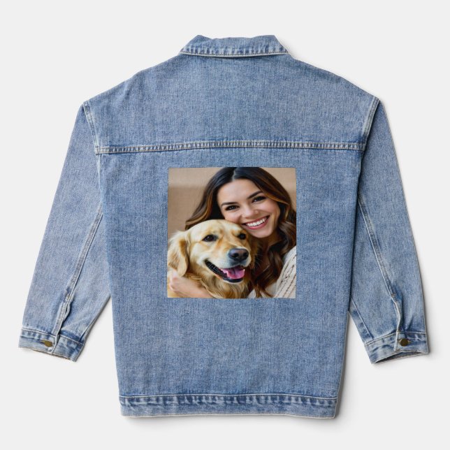 Veste En Jean Add Golden Retriever Photo Personalize (Verso)
