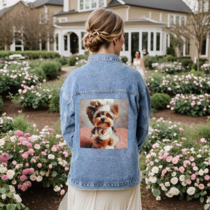 Veste En Jean Adorable Chef Yorkie avec Cupcake frais sur