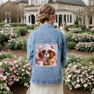 Veste En Jean Adorable Chiot en Sweat - shirt à capuche rose ave