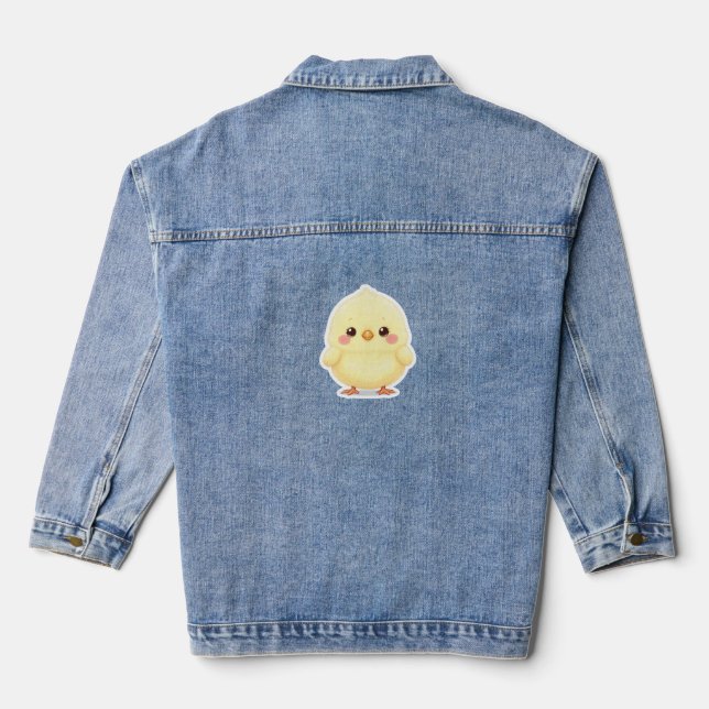 Veste En Jean Adorable poussin chibi tout doux (Verso)