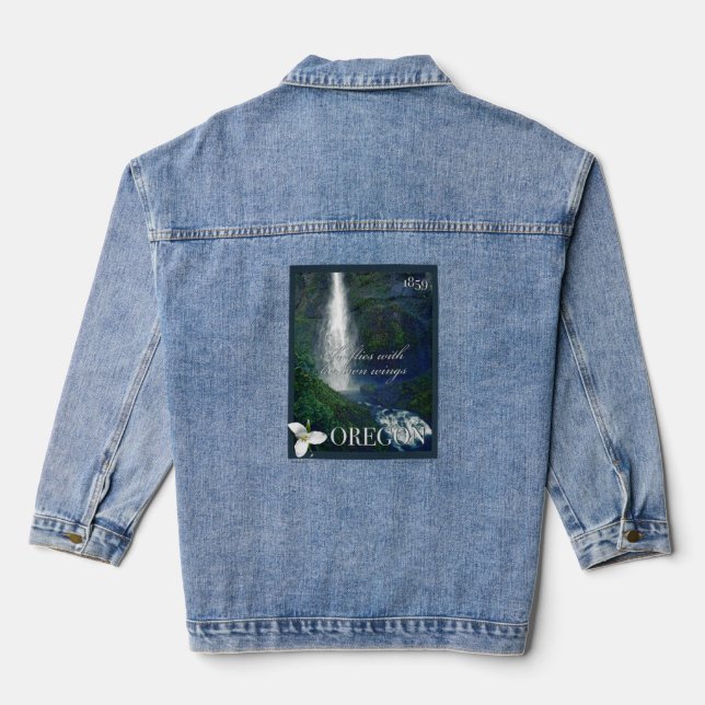 Veste En Jean Affiche de la cascade de l'Oregon (Verso)