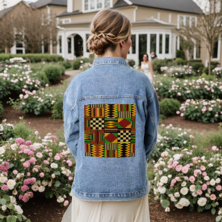 Veste En Jean African Royal Kente Cloth 
