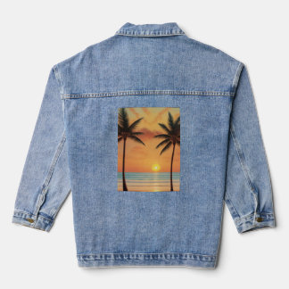 Veste En Jean AI Art matinal Sunrise Beach Palmiers