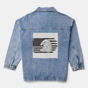Veste En Jean Aigle fier avec drapeau américain