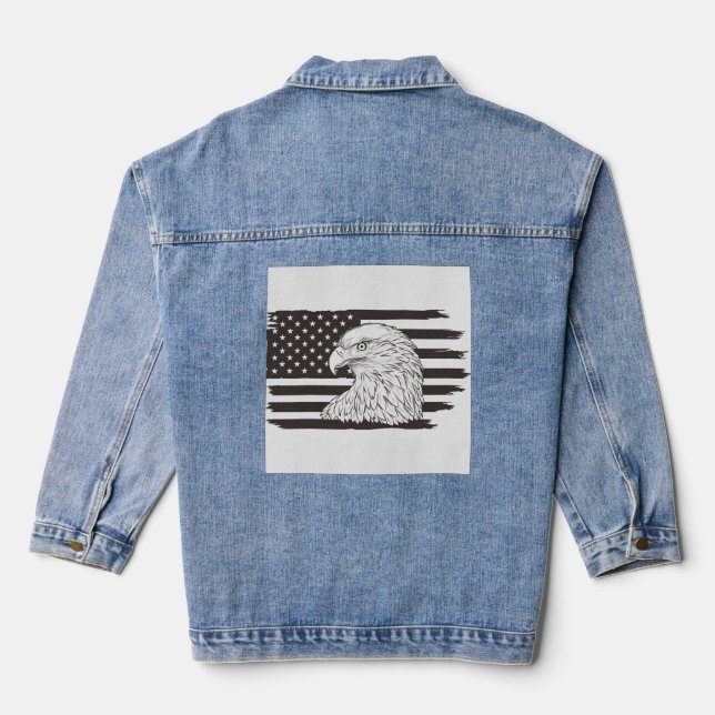 Veste En Jean Aigle fier avec drapeau américain (Verso)