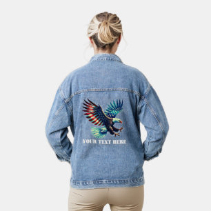 Veste En Jean Aigle Patriotique Américain Rouge Blanc Bleu