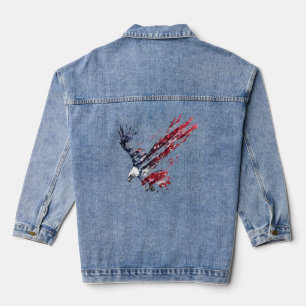 Veste En Jean Aigle patriotique double exposition drapeau améric