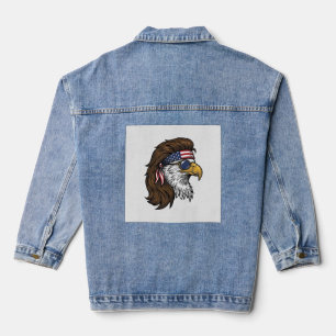 Veste En Jean Aigle patriotique Mullet Gravure vintage vecteur D