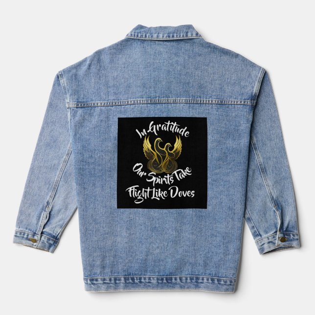 Veste En Jean "Ailes d'or de la gratitude" (Verso)