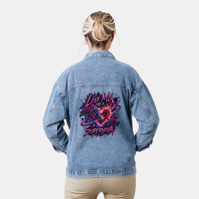 Veste En Jean Aime-moi comme une super nova ARH  (Modèle)